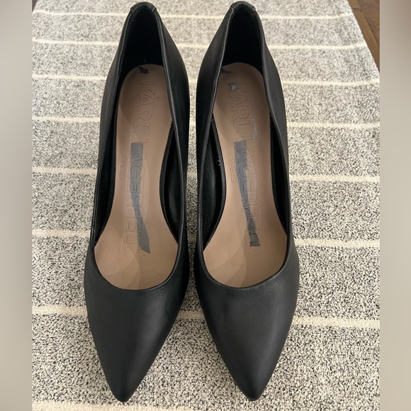 Karl Lagerfeld Black Leather Pump - Picture 2 of 9